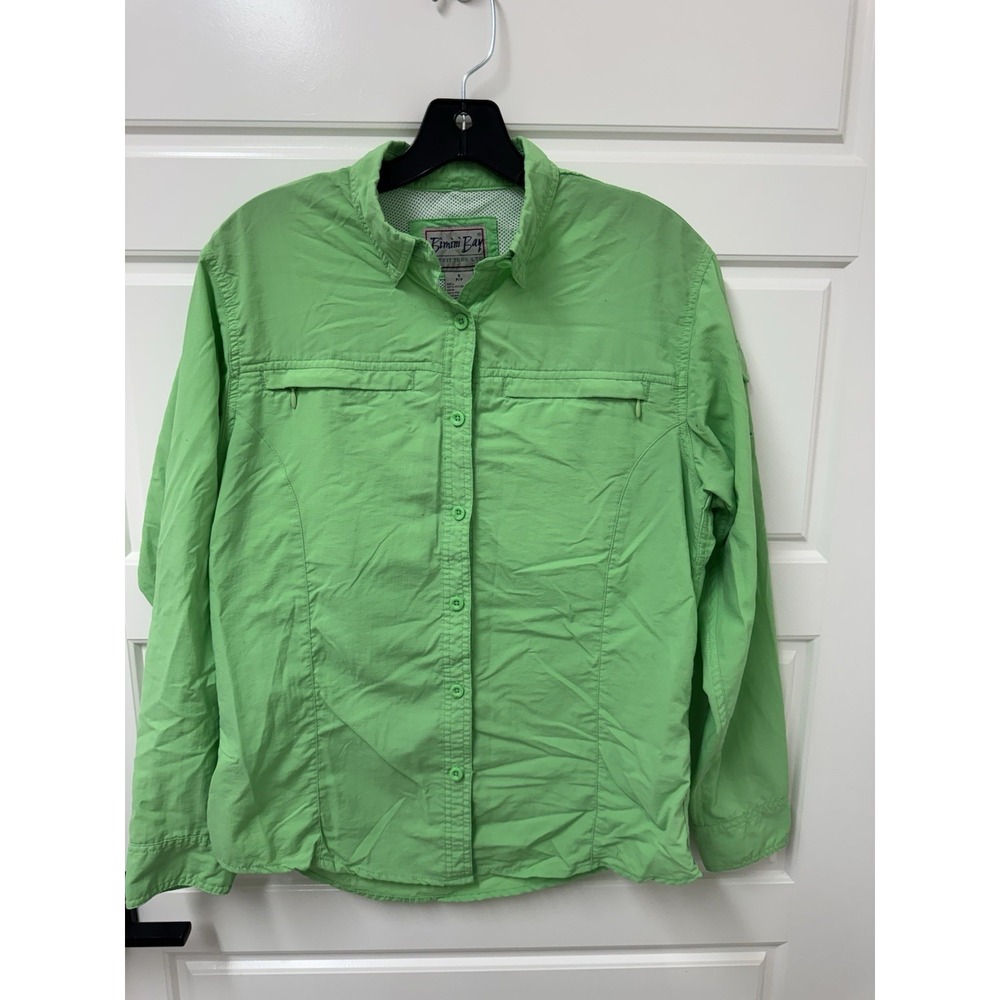 Bimini Bay Women Green Long Sleeve Hiking Fishing Shirt Air Vents Small